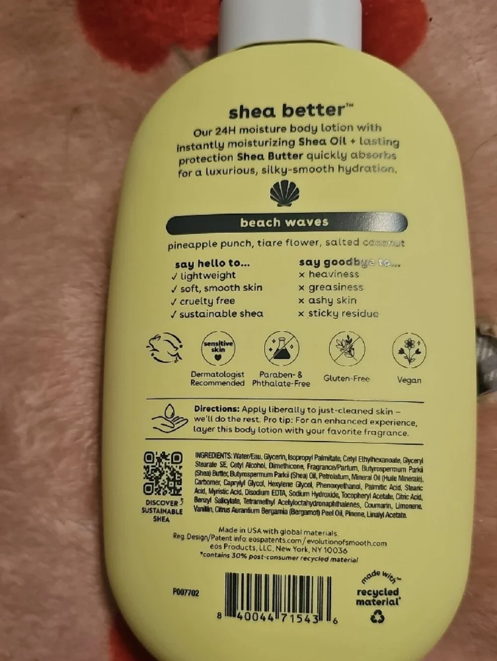 eos Yellow and Pink 24H Moisture Body Lotion - Beach Waves